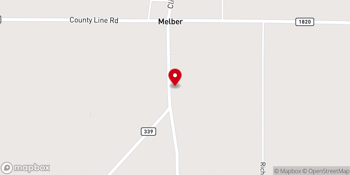 Map showing location of Melber Church of Christ