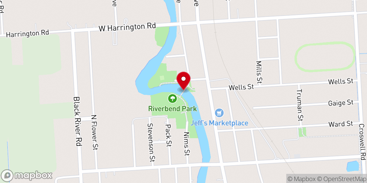 Map showing location of Croswell Swinging Bridge