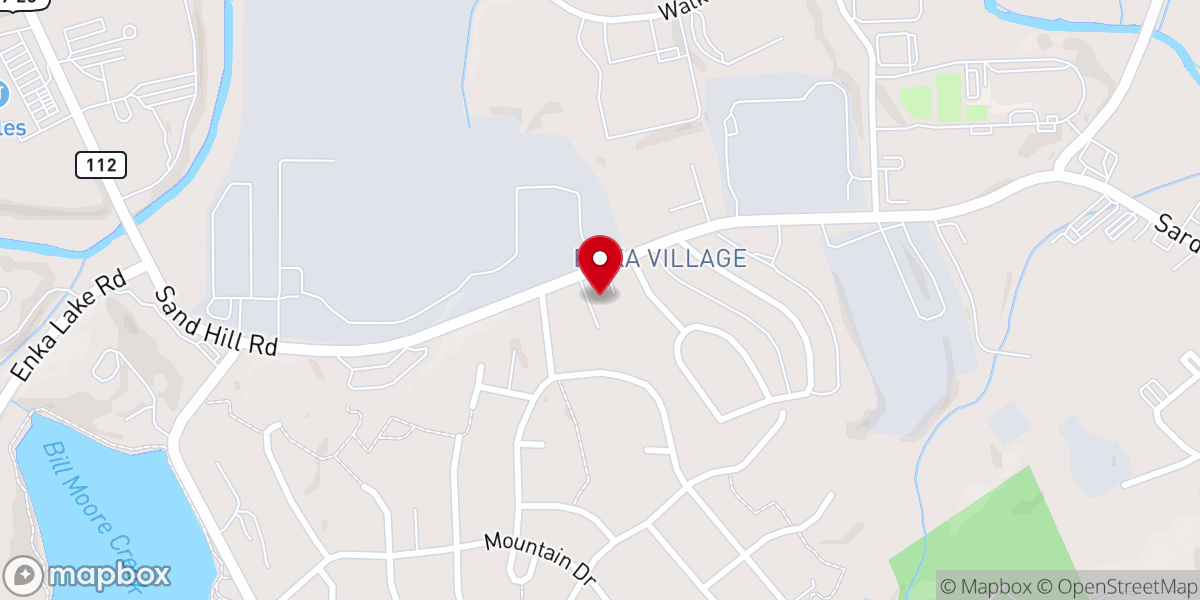 Map showing location of Enka Baptist Church
