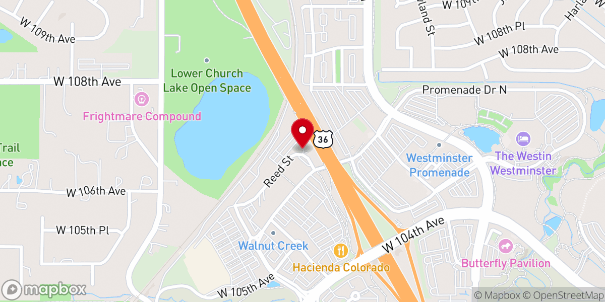 Map showing location of Us 36 & Church Ranch PNR