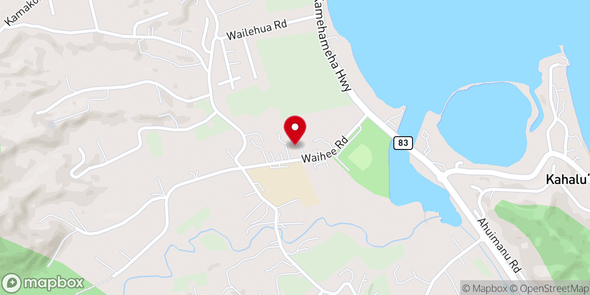 Map showing location of Hope Chapel Kahaluu