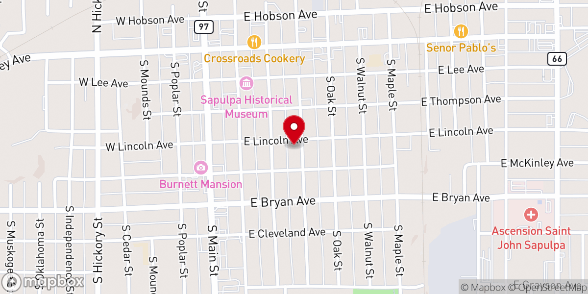 Map showing location of Sapulpa Church of the Nazarene