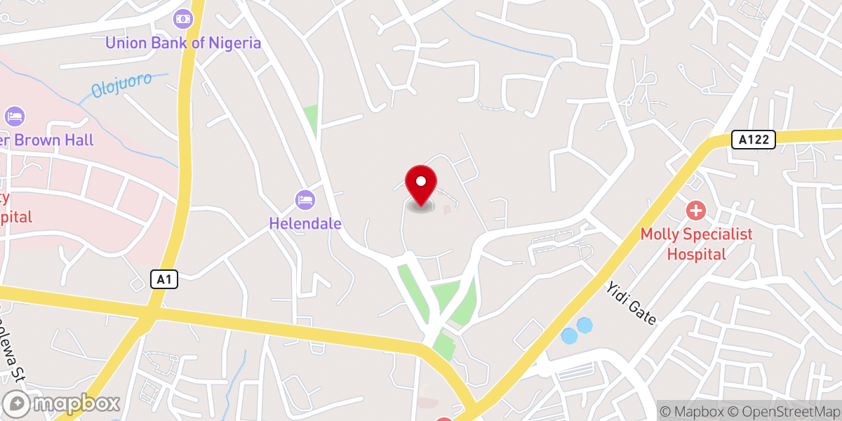 Map showing location of Living Faith Church, (Winners Chapel)UCH