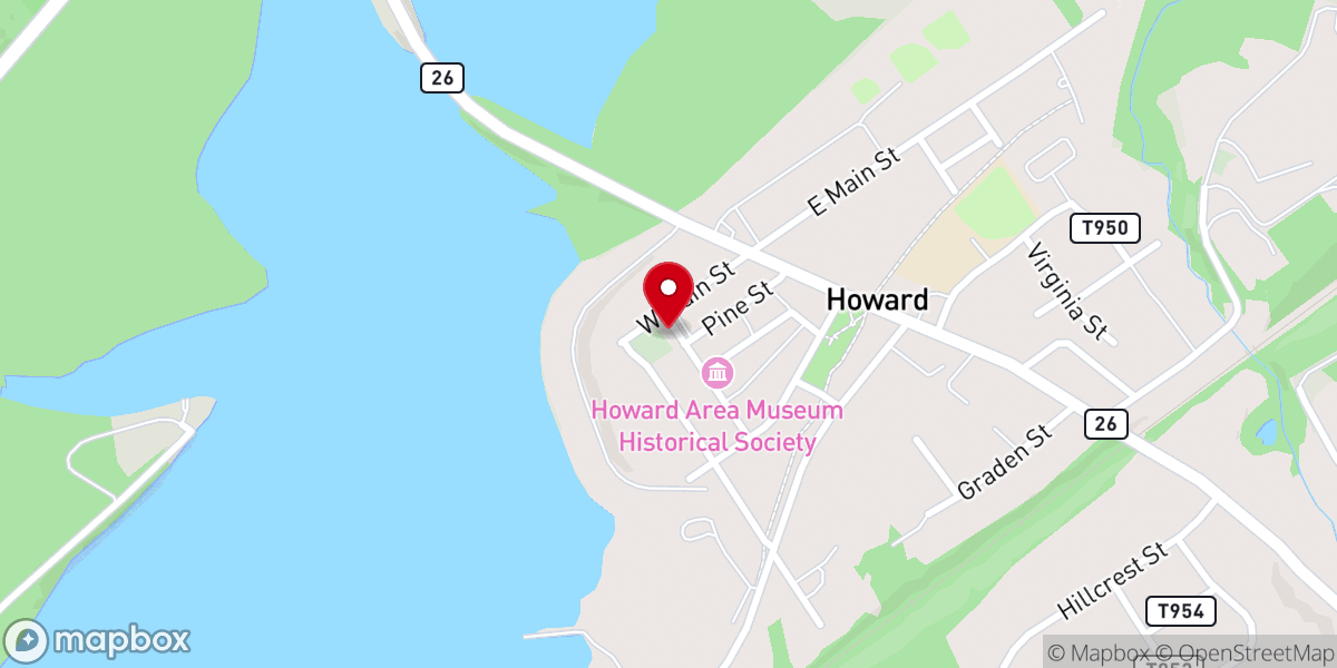Map showing location of Howard United Methodist Church