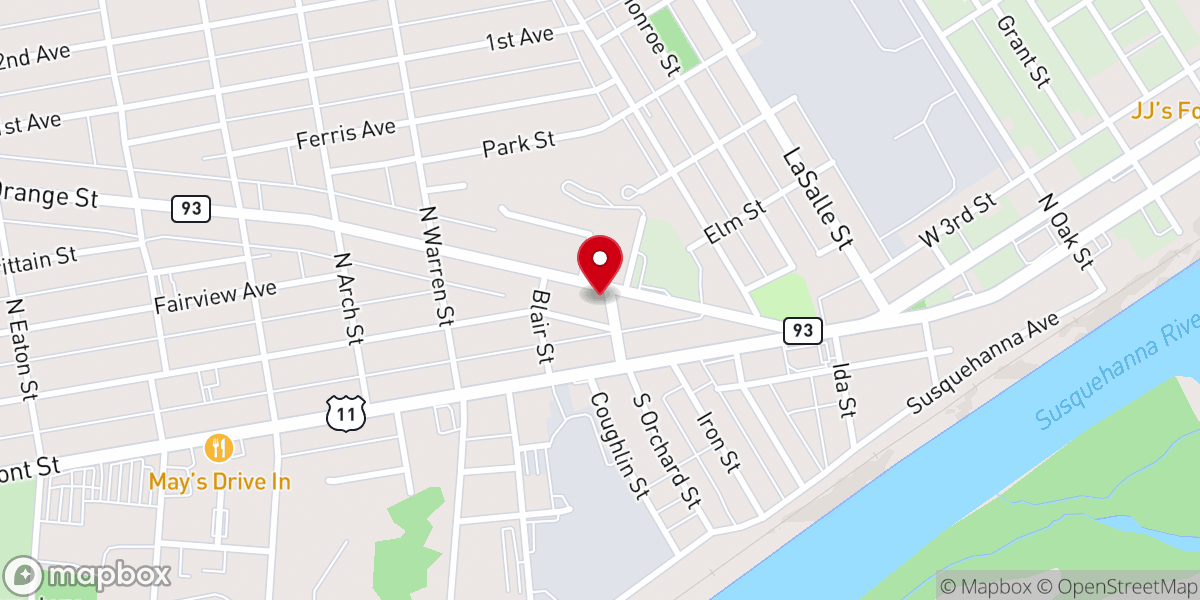 Map showing location of St. Paul's United Methodist Church