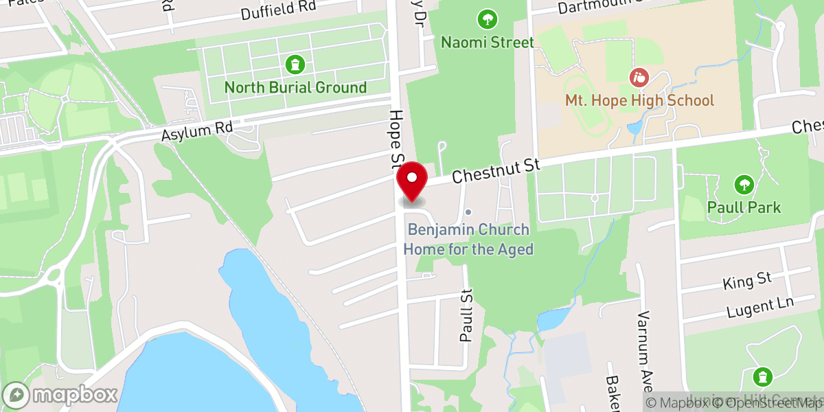 Map showing location of Benjamin Church Bristol Senior Center