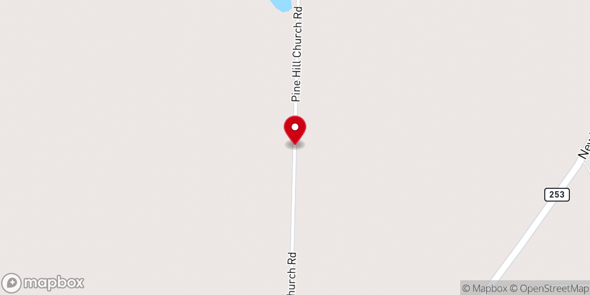 Map showing location of Pine Hill Church