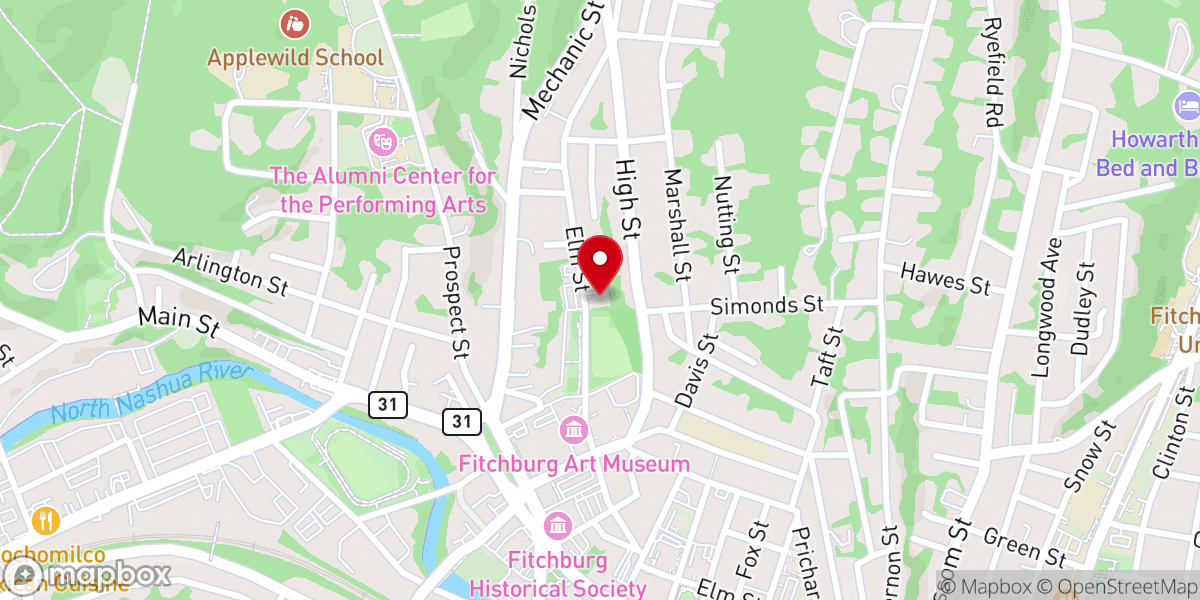 Map showing location of Elm Street Congregational