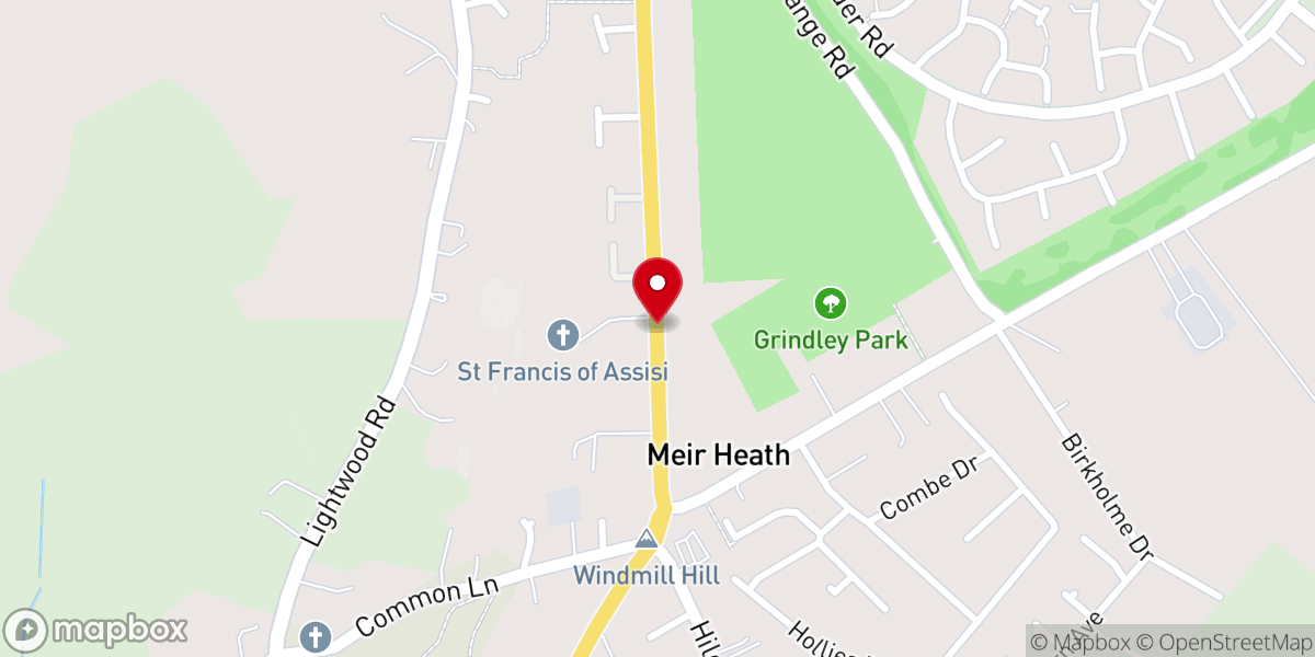 Map showing location of Saint Francis of Assisi Meir Heath