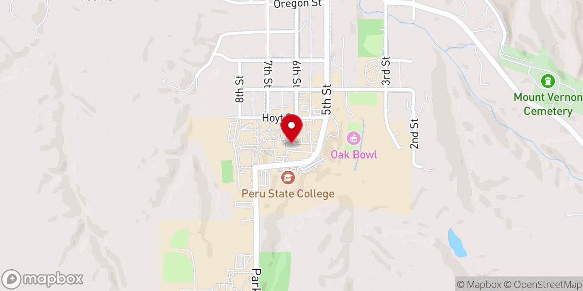 Map showing location of Peru State College