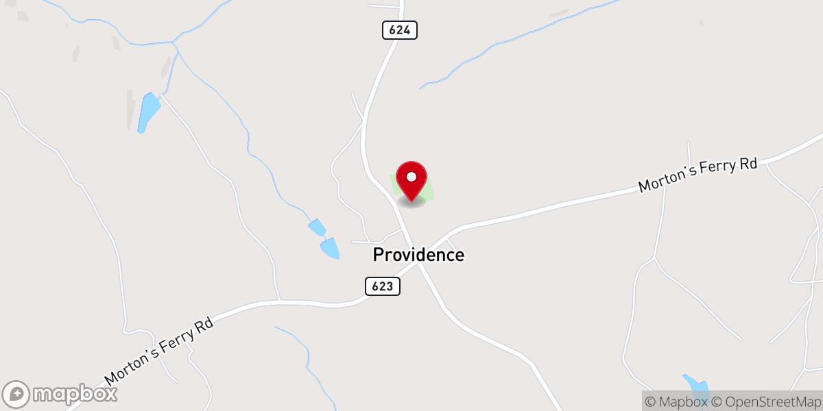Map showing location of Providence Presbyterian Church