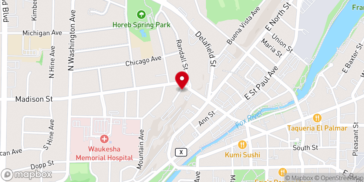 Map showing location of Chapel Entrance - The Salvation Army, Waukesha, WI