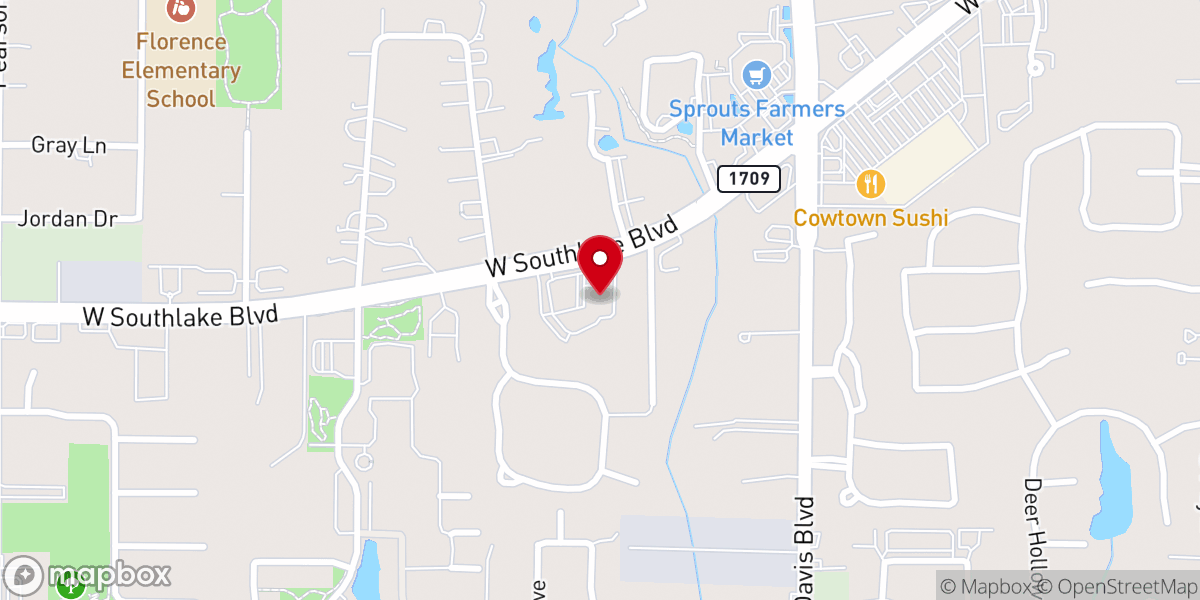 Map showing location of Southlake Baptist Church