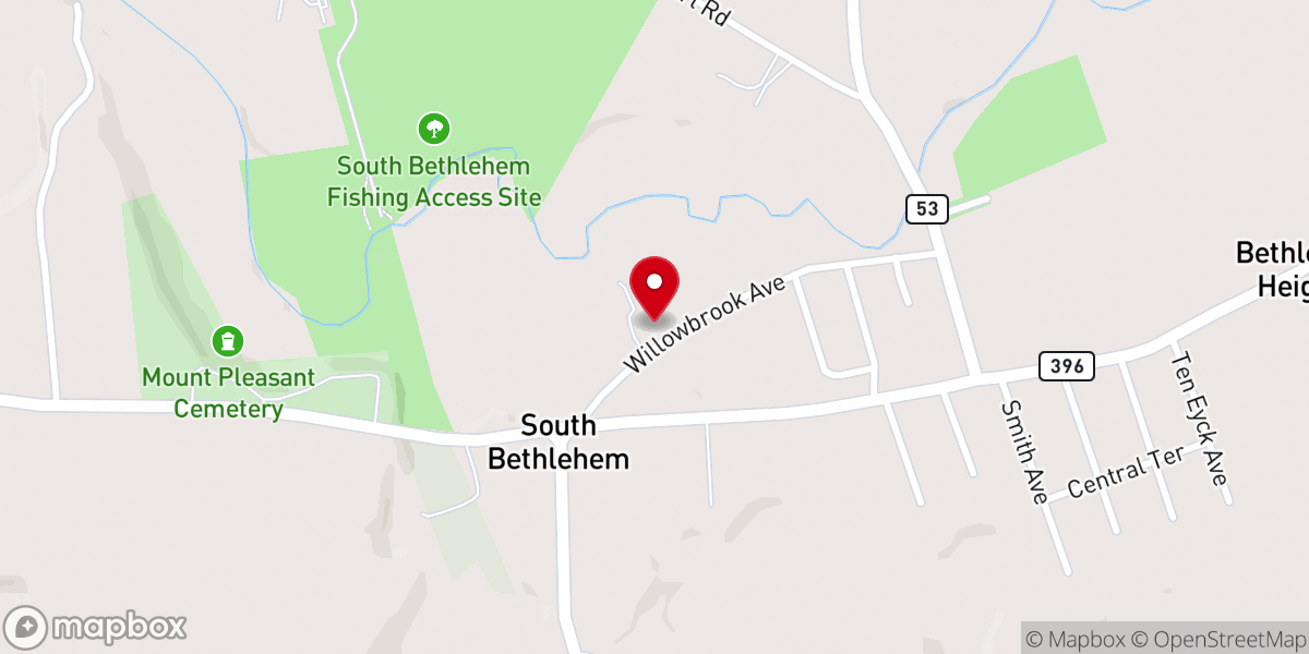 Map showing location of South Bethlehem United Methodist