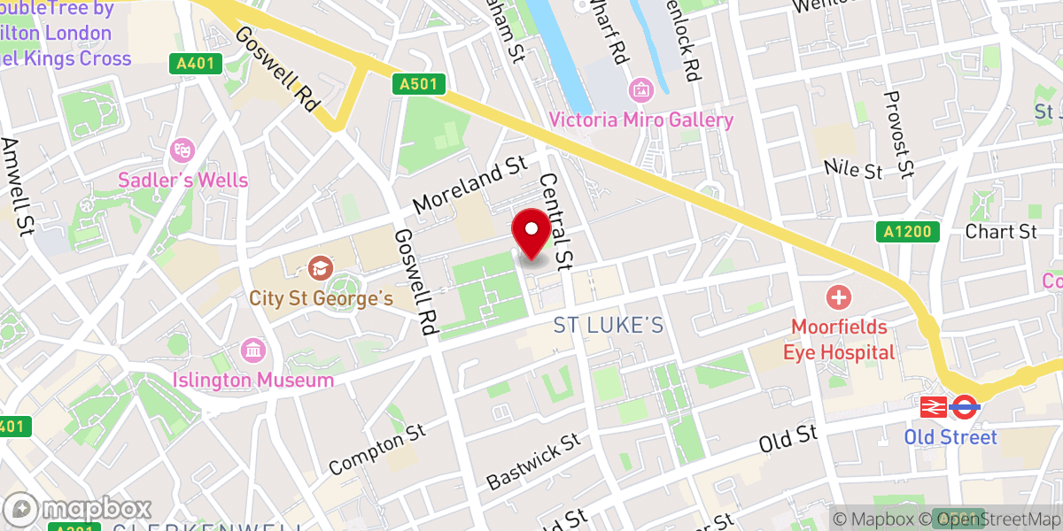 Map showing location of St Clement's Church, King Square