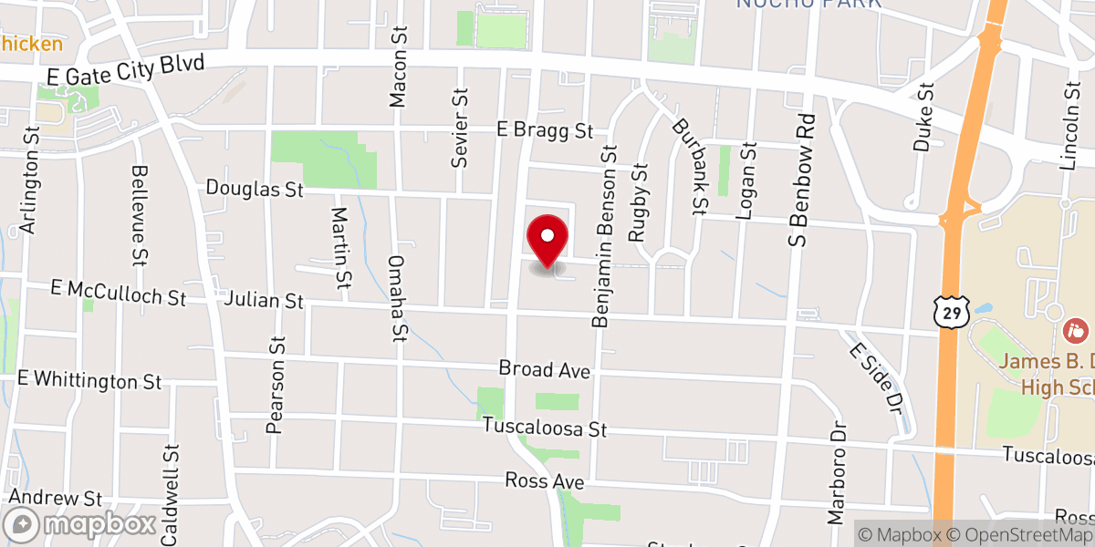 Map showing location of New Cedar Grove Baptist Church