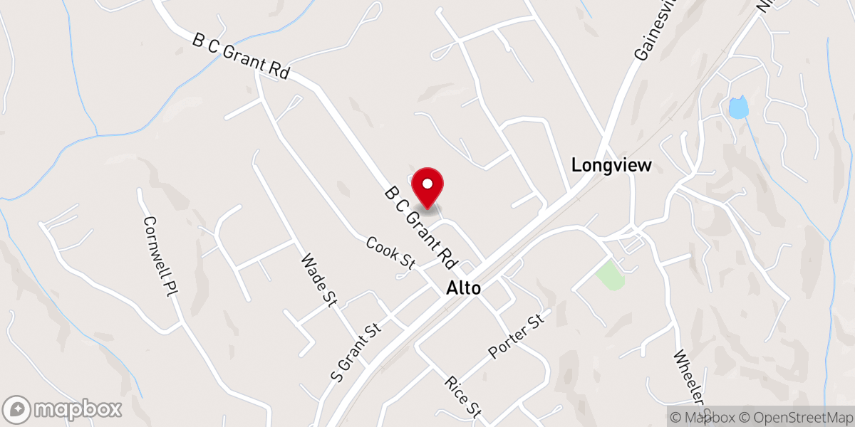 Map showing location of Alto Baptist Church