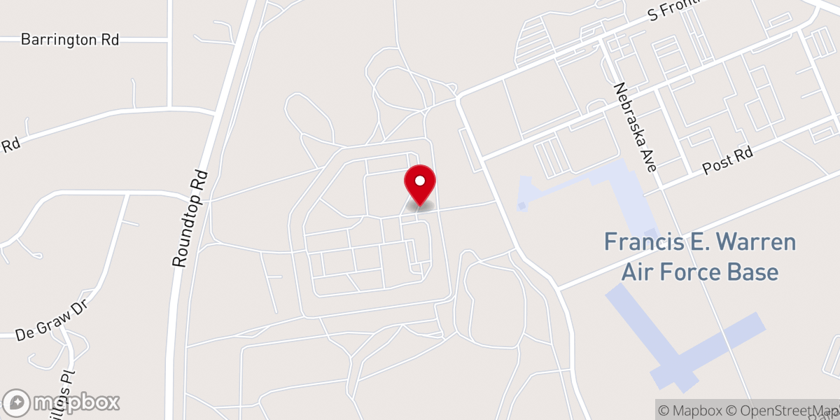 Map showing location of F.E. Warren Air Force Base