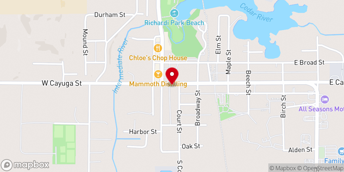 Map showing location of Bellaire Wesleyan Church