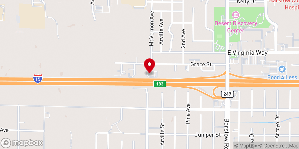 Map showing location of Iglesia del Nazareno Barstow