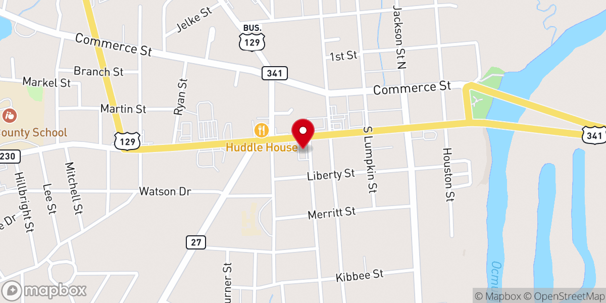 Map showing location of Southside Church - Hawkinsville Campus