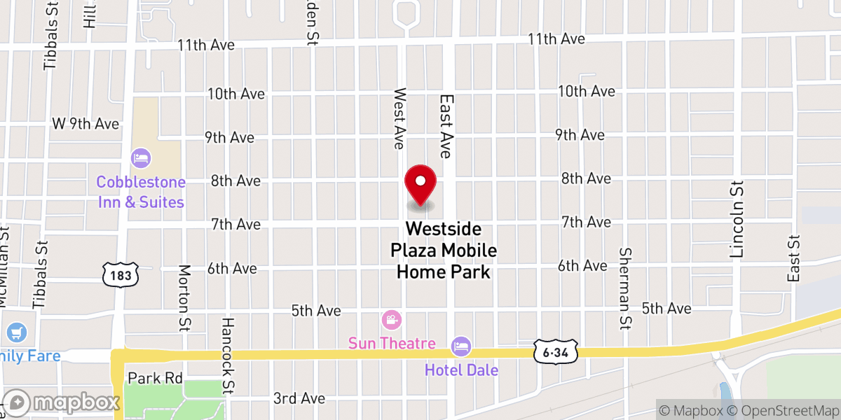 Map showing location of Bethel Lutheran Church