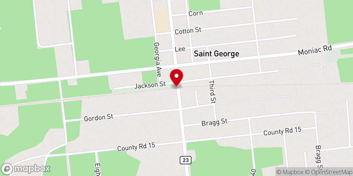 Map showing location of St George