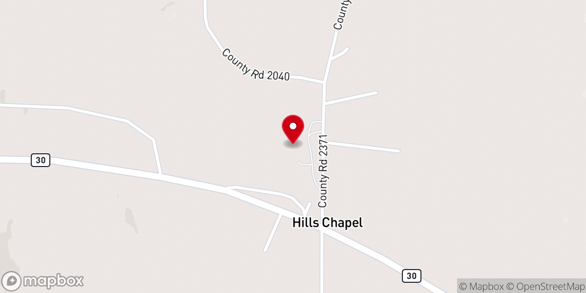 Map showing location of Hills Chapel School