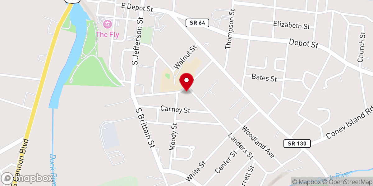 Map showing location of Abundant Life Church