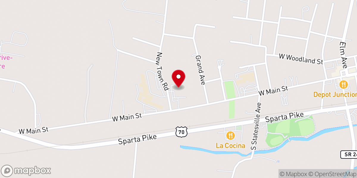 Map showing location of Round Lick Baptist Church