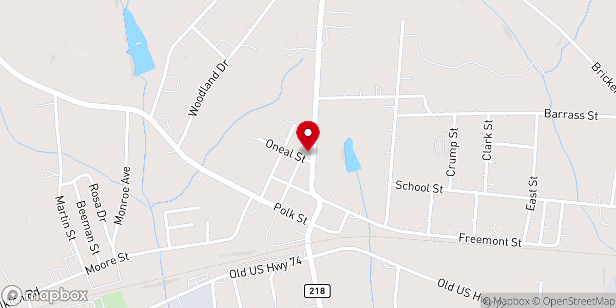 Map showing location of Polkton United Methodist Church