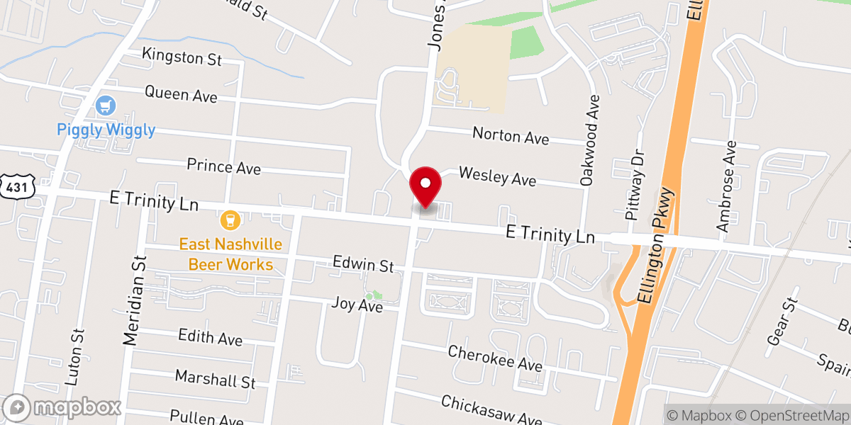 Map showing location of Church of Christ at Trinity Lane