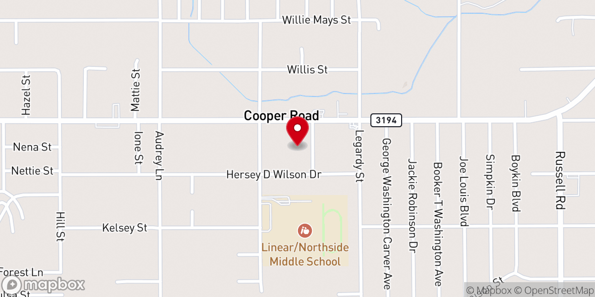 Map showing location of Willow Chute Baptist Church