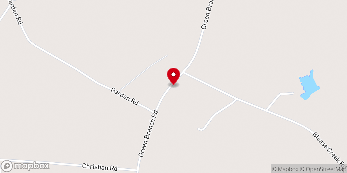 Map showing location of Green Branch Church