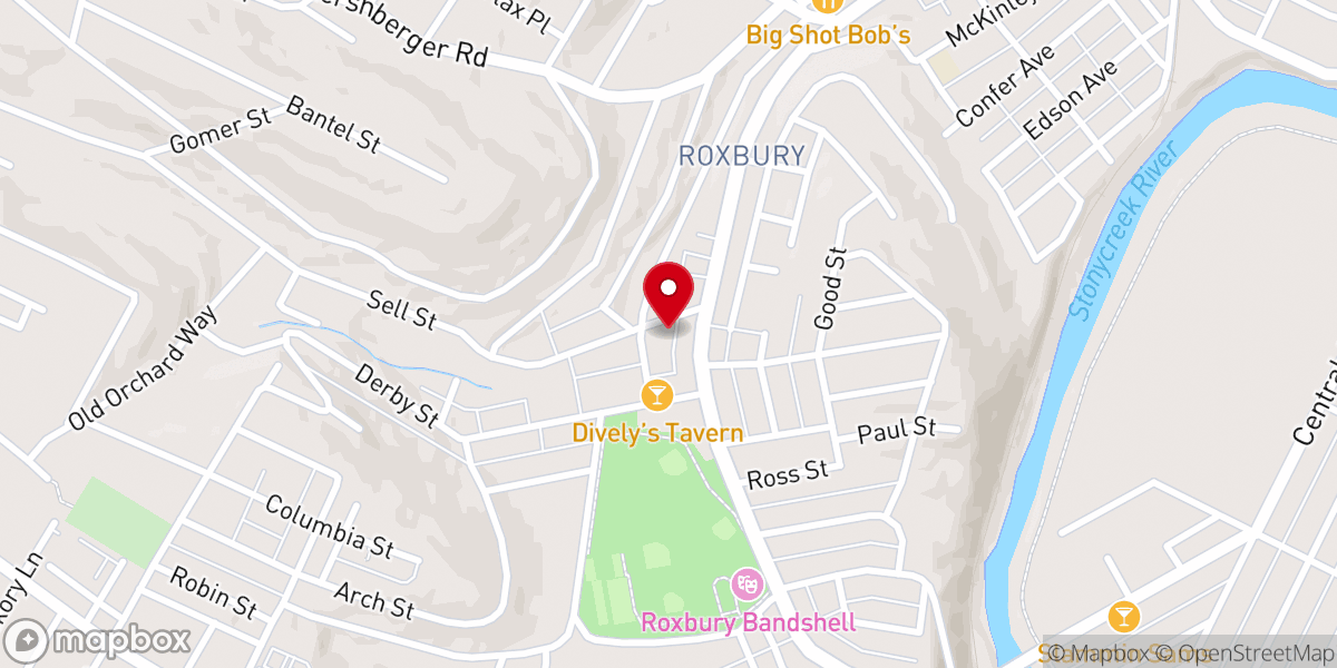 Map showing location of Roxbury Church of the Brethren