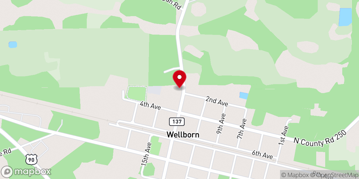 Map showing location of Wellborn Methodist Church