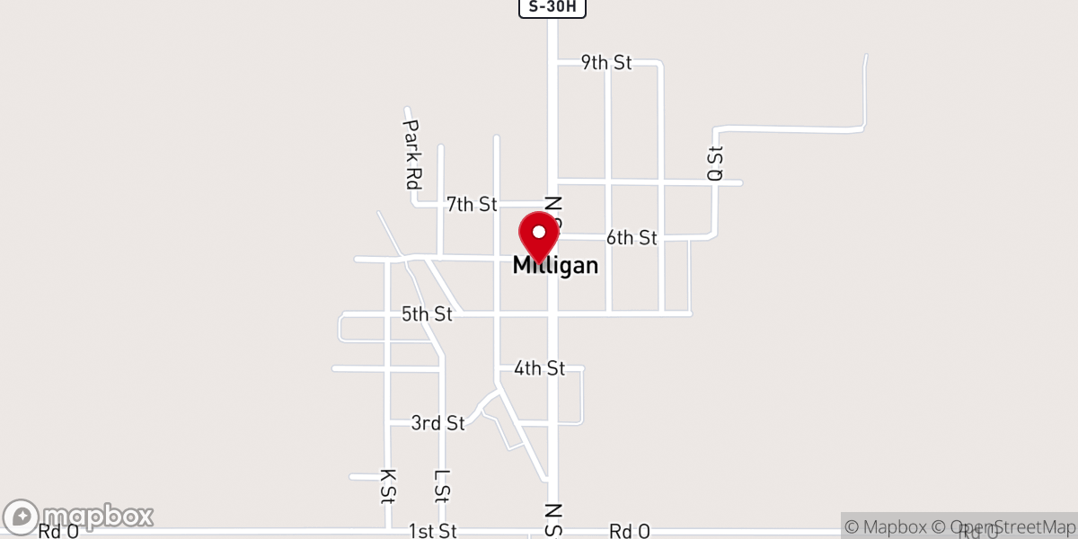 Map showing location of Milligan United Methodist Church