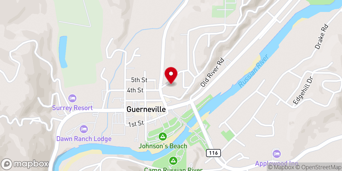 Map showing location of St. Colman's Church, Cazadero, California