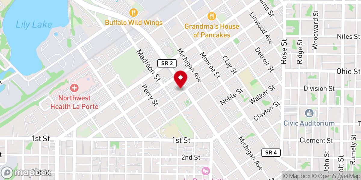 Map showing location of LaPorte New Church