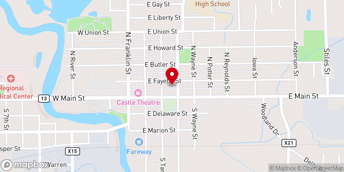Map showing location of First Lutheran Church