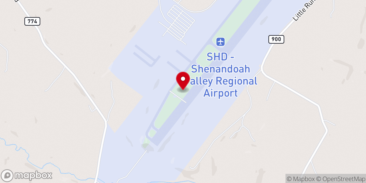 Map showing location of SHD Shenandoah Valley Regional Airport