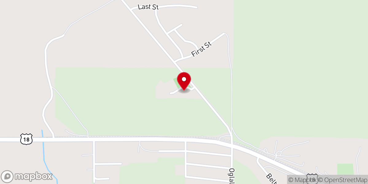 Map showing location of Oglala Re*Creation & Worship Center Assemblies of God