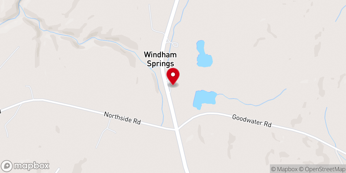 Map showing location of Windham Springs Baptist Church