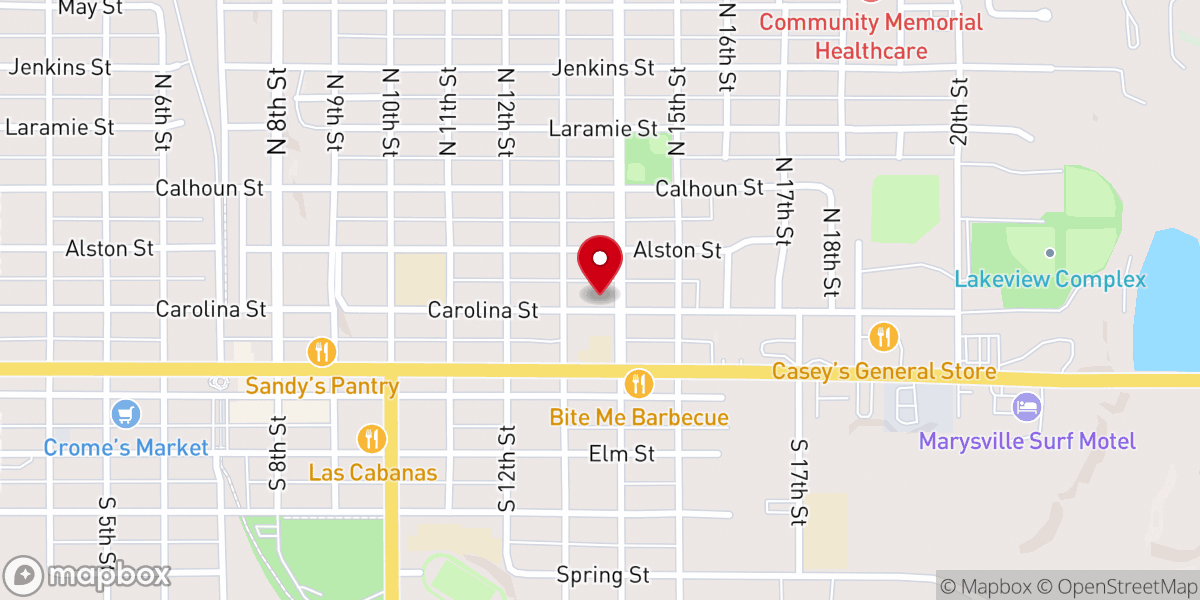 Map showing location of Saint Gregory the Great Catholic Church, Marysville