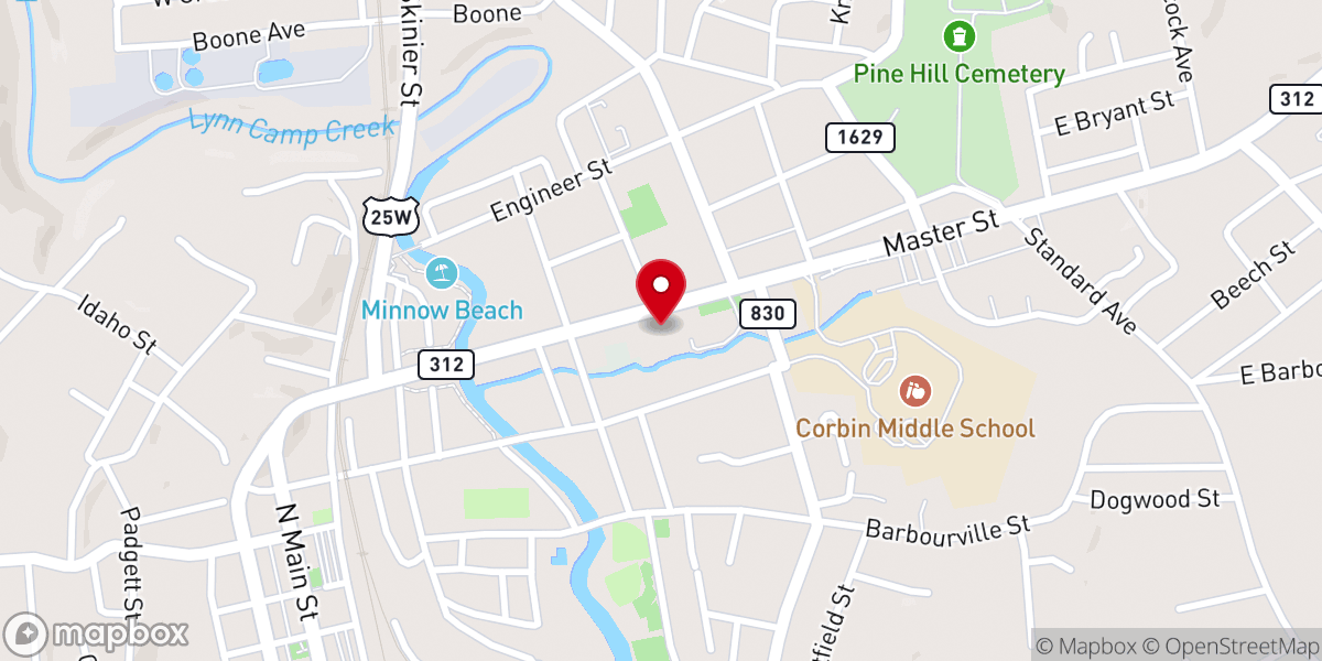 Map showing location of Corbin Presbyterian Church