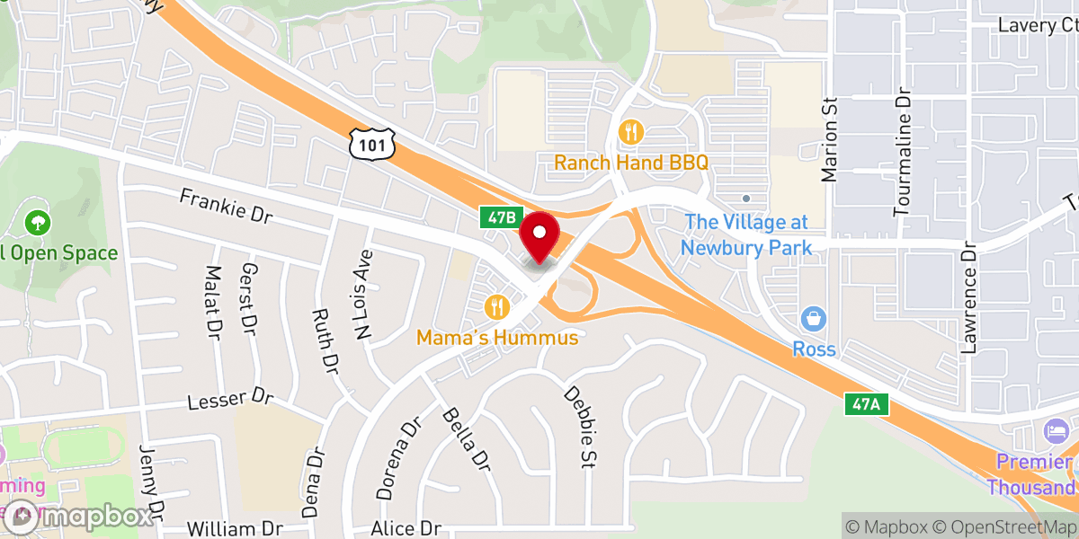 Map showing location of 뉴버리팍 브릿지교회(김재호목사) The Bridge Church in Newbury Park(한인교회 Korean Church in Thousand Oaks)