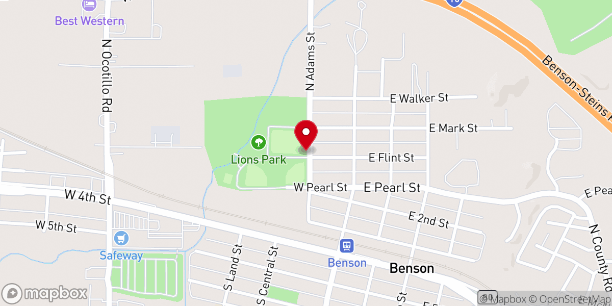 Map showing location of City of Benson Parks & Rec