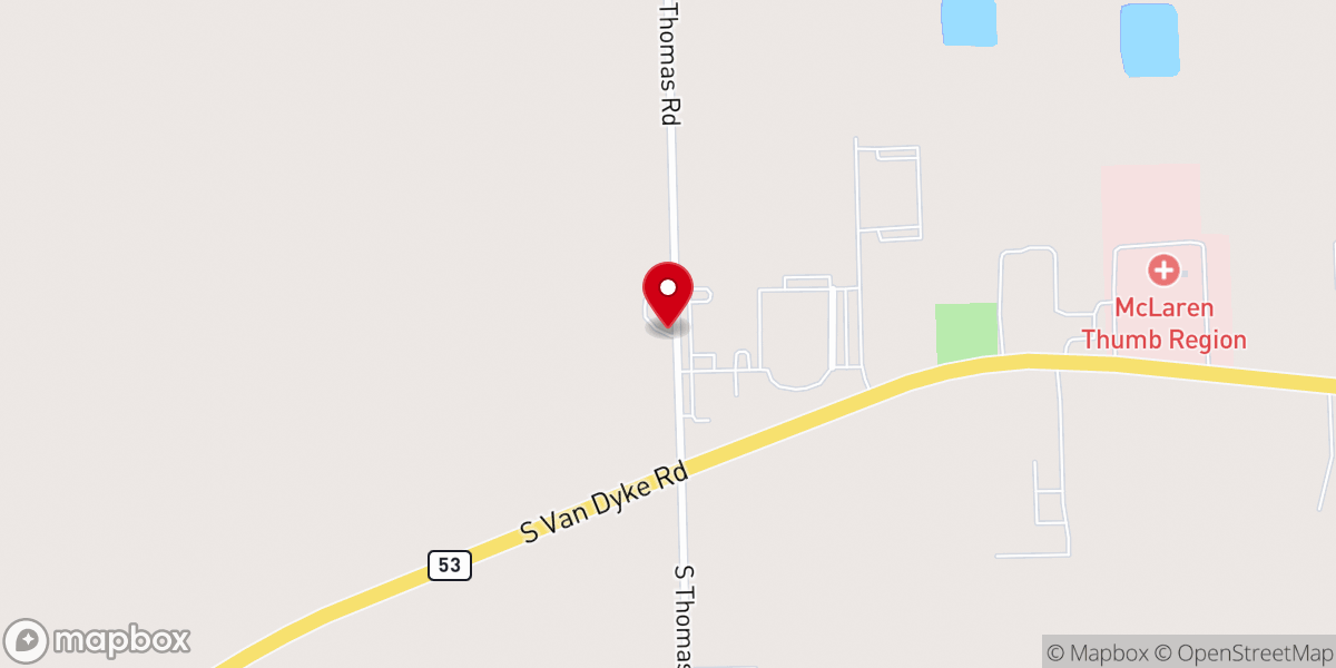 Map showing location of Bad Axe Nazarene Church