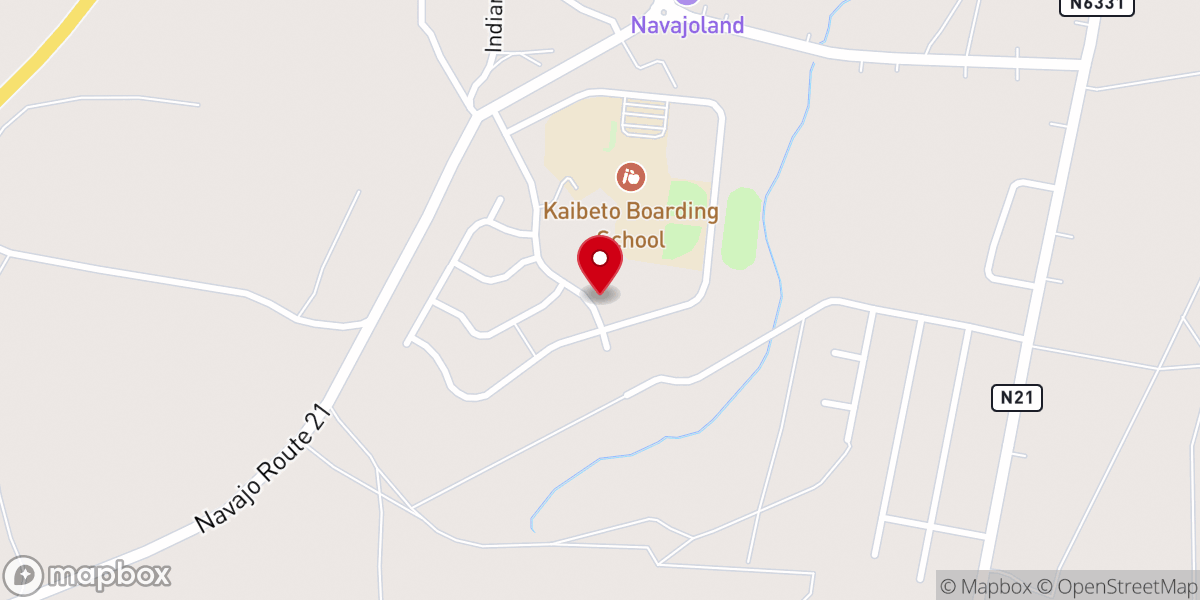Map showing location of Kaibeto