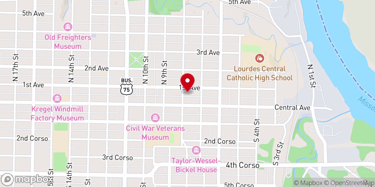 Map showing location of First Christian Church